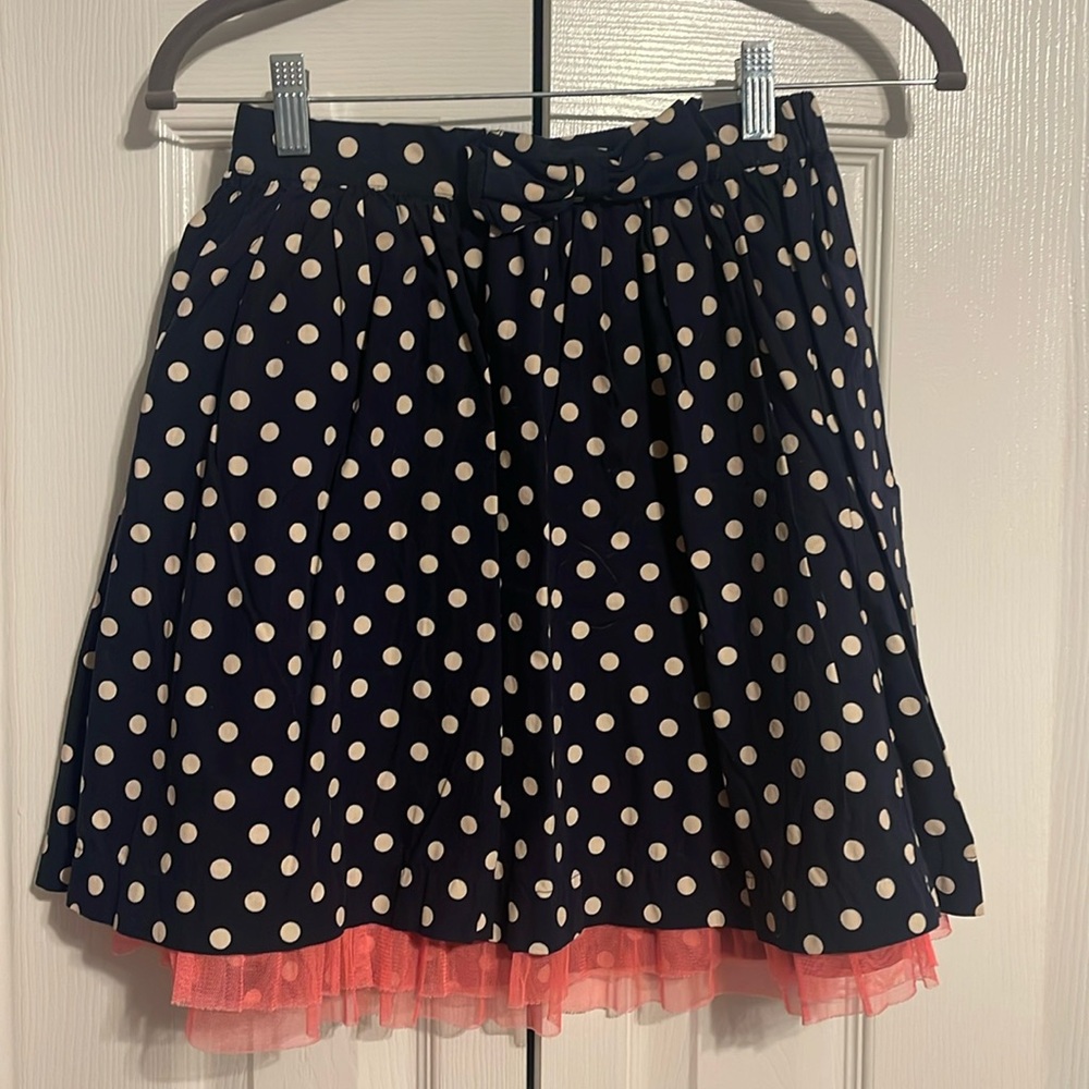 Gapkids navy blue polka dot skirt with pink crinoline size XL (12) NWOT